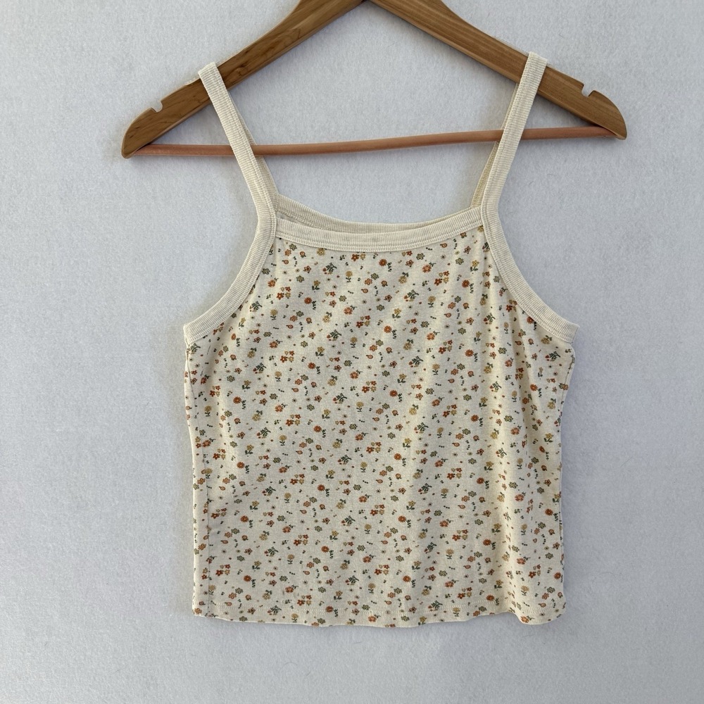 Mollusk Hemp Floral Tank Large Beige Babydoll Sustainable Beach